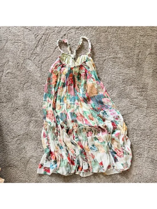 NEW Anthropologie Chiffon Shift Midi Dress Floral Sleeveless Beach Size XXSmall - Picture 9 of 12